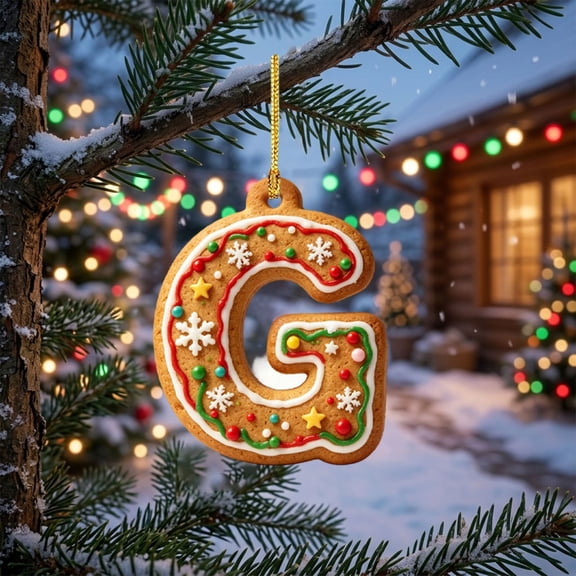 LEFXSMR Christmas Gingerbread Letter Ornaments, 3.1" Alphabet Initial Ornaments, Letters Christmas Tree Decorations DIY Decor Party Gifts
