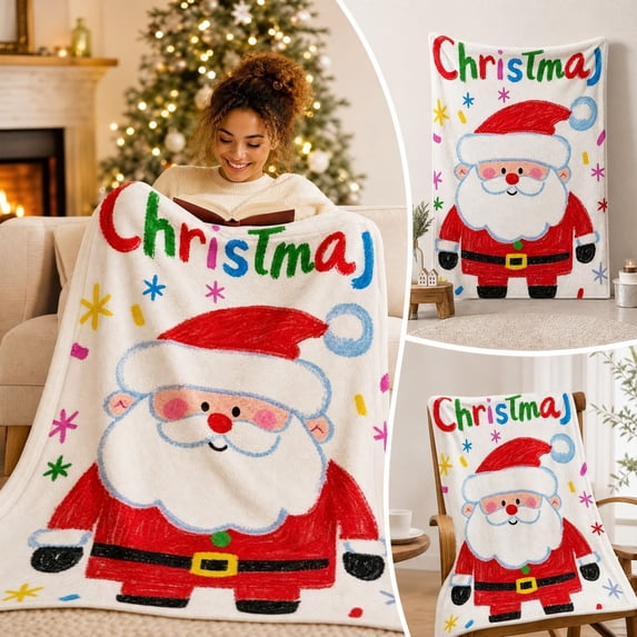 LEFXSMR Christmas Throw Blanket for Couch Knee Thigh Warm Flannel Holiday Blanket Chritsmas Decorations for Home Sofa Bed, 39.37*27.56"