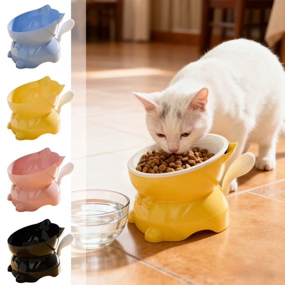LEFXSMR Dog Bowls, Spill-proof Pet Cat Feeder for Drinking & Feeding, Stainless Steel Cat Water Bowl for Pets Home Use, Yellow