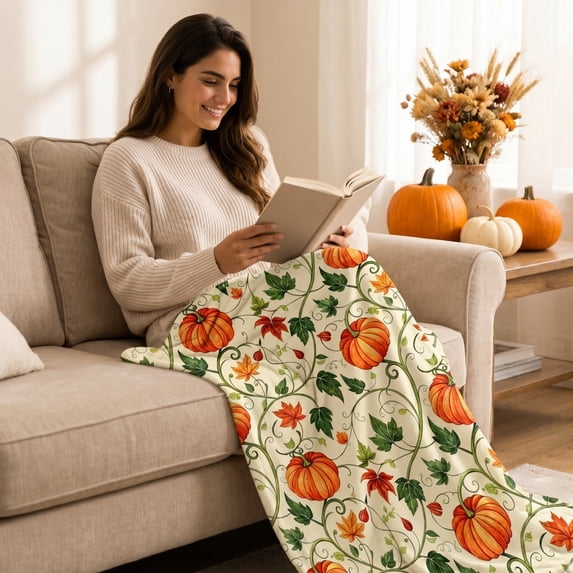 LEFXSMR Fall Blanket Flannel Soft Holiday Printed Throw Blanket for Couch Fall Decorations for Home Thanksgiving Sofa Bed, 39.37*27.56"