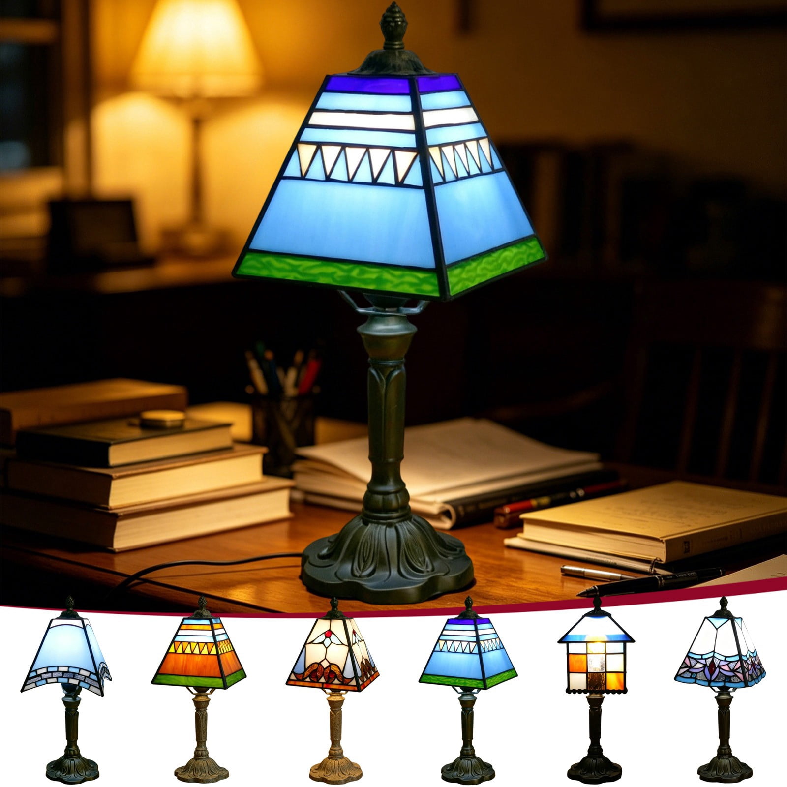 LEFXSMR Glass Table Lamp, Seagull Modern Vintage Soft Light Bedside ...