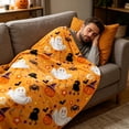 thumbnail image 1 of LEFXSMR Halloween Blanket Cute Ghost Decor Fleece Fall Throw Blanket for Couch Orange Halloween Decoration for Home Holiday Sofa Bed, 39.37x59.05", 1 of 9