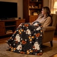 thumbnail image 1 of LEFXSMR Halloween Blanket Fleece Fall Throw Blanket for Couch Ghost & Pumpkin-themed Halloween Decoration for Home Holiday Sofa Bed, 39.37x51.18", 1 of 9