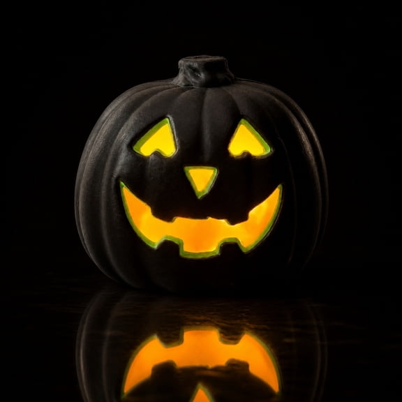 LEFXSMR Pumpkin Night Light, Glowing Large Black Pumpkin Decor with Led Lights, Waterproof Halloween Decor for Yard Garden Outdoor Indoor