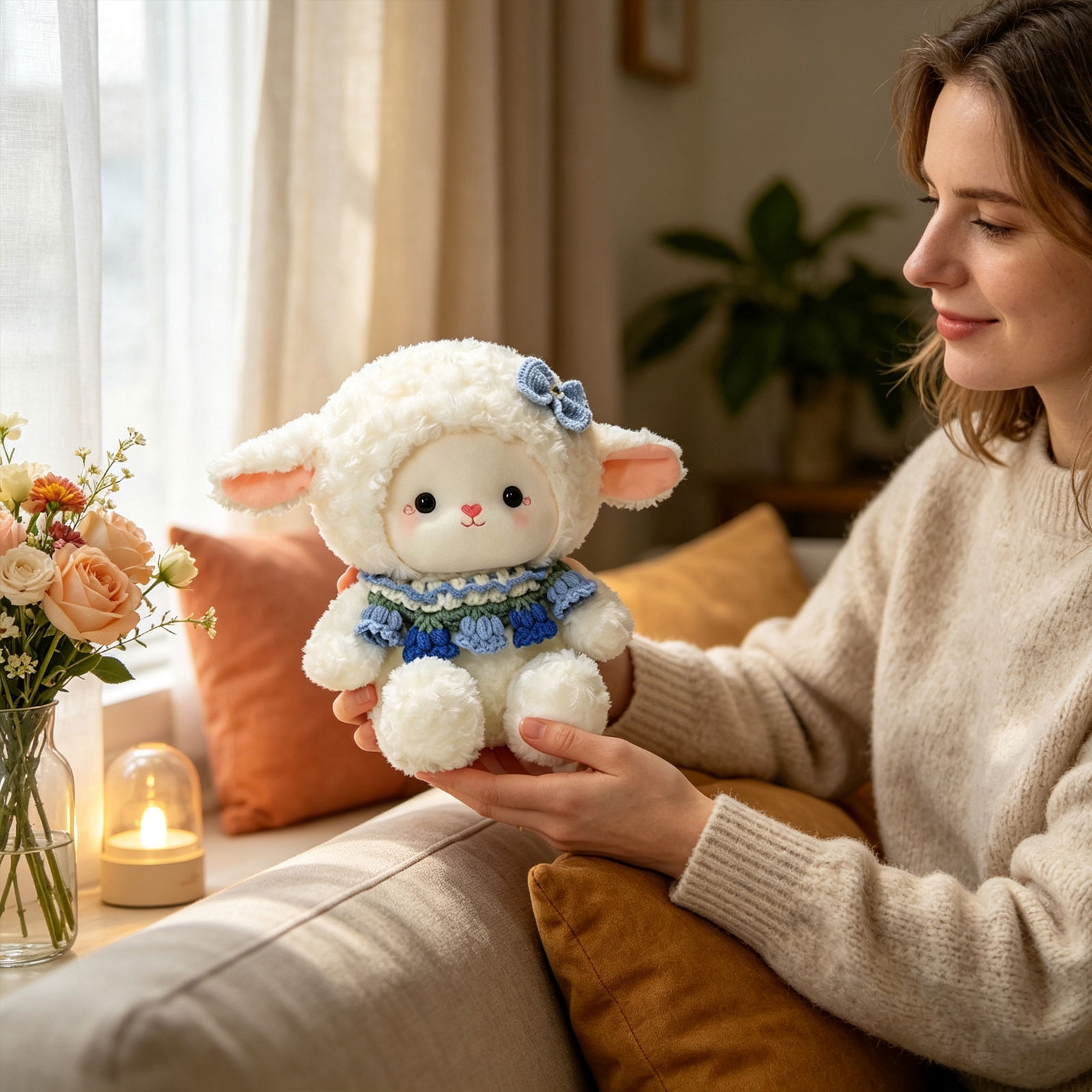 Knit Stuff LEFXSMR Sheep Plush Toys, Knitted Shawl Stuffed Animal Doll, Crochet ...