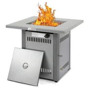 LEGACY HEATING 28IN 50000BTU Square Fire Pit, Hammered Silver Finish