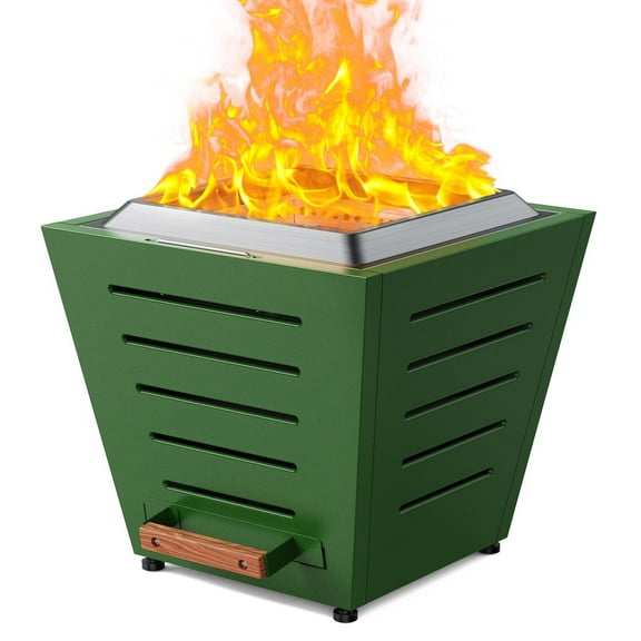 LEGACY HEATING Smokeless Fire Pit, Portable Outdoor Firepits 20 inch, Carry Handle for Backyard Patio Camping Bonfire, Stainless Steel, Ideal for 4-8 People, 32.19 lbs, Green, Cyberpit One