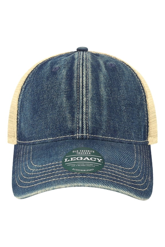 Old Favorite Trucker Cap, Adjustable, Blue_Denim-Khaki
