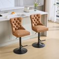 thumbnail image 1 of LEGAHOME Adjustable Bar Stools Set of 2, 26” Swivel Counter Height Bar Stools with Handcrafted Buttons and Hammered Rivets, Vintage American Bar Stools for Kitchen Island, Bar, Home, Orange, 1 of 9