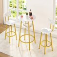 thumbnail image 1 of LEGAHOME Bar Height Dining Set for 2, 3-Piece Round Kitchen Table with Back Support Chairs, 14.17" Wide Seat Stools and Pub Table Set, Small Space Breakfast Pub Table Set, White, 1 of 9