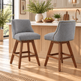 thumbnail image 1 of LEGAHOME Swivel Bar Stools Set of 2, 26” Upholstered Counter Height Bar Stools with Curved Backrest and Nailhead Trim, Modern Bar Stools with Wood Legs for Kitchen Island, Bar, Dining Room, Gray, 1 of 9