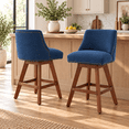 thumbnail image 1 of LEGAHOME Swivel Bar Stools Set of 2, 26” Upholstered Counter Height Bar Stools with Curved Backrest and Nailhead Trim, Modern Bar Stools with Wood Legs for Kitchen Island, Bar, Dining Room, Blue, 1 of 9