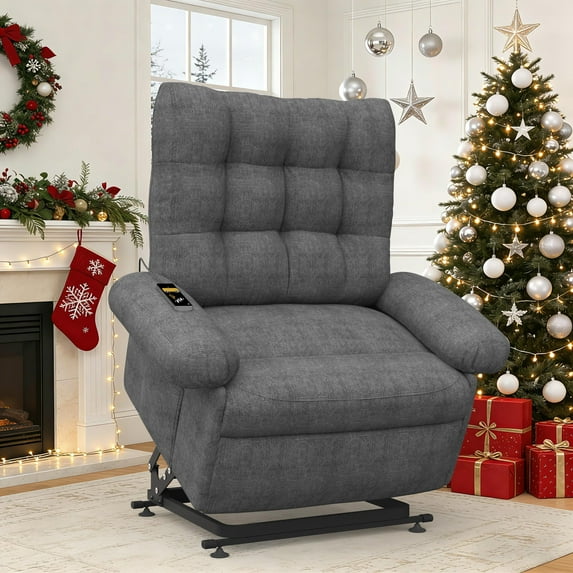 3 Motor Lift Chair for Elderly, LEGAHOME Easy Stand Assist Electric Power Lift Recliner with Side Pocket, Home Theater Recliners for Living Room, Chenille Fabric, 350 lbs Capacity, Gray