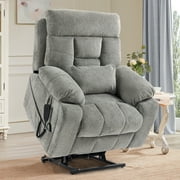 LEGAHOME Oversize Lift Recliner Chair, Electric Power Lift Chair with Heated and Massage Function, Large Fabric Recliner with Remotes & Cup Holders, Wide Seat Lounge Sofa for Big and Tall, Gray