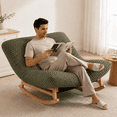 thumbnail image 1 of LEGAHOME Oversized Rocking Accent Chair Indoor, 41.3in Papasan Rocking Lounge Chair for Adults with Corduroy Cushion, Plush Reading Nook Chair for Living Room, Solid Wood Base, Antique Green, 1 of 8