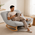 thumbnail image 1 of LEGAHOME Oversized Rocking Accent Chair Indoor, 41.3in Papasan Rocking Lounge Chair for Adults with Corduroy Cushion, Plush Reading Nook Chair for Living Room, Solid Wood Base, Light Grey, 1 of 8