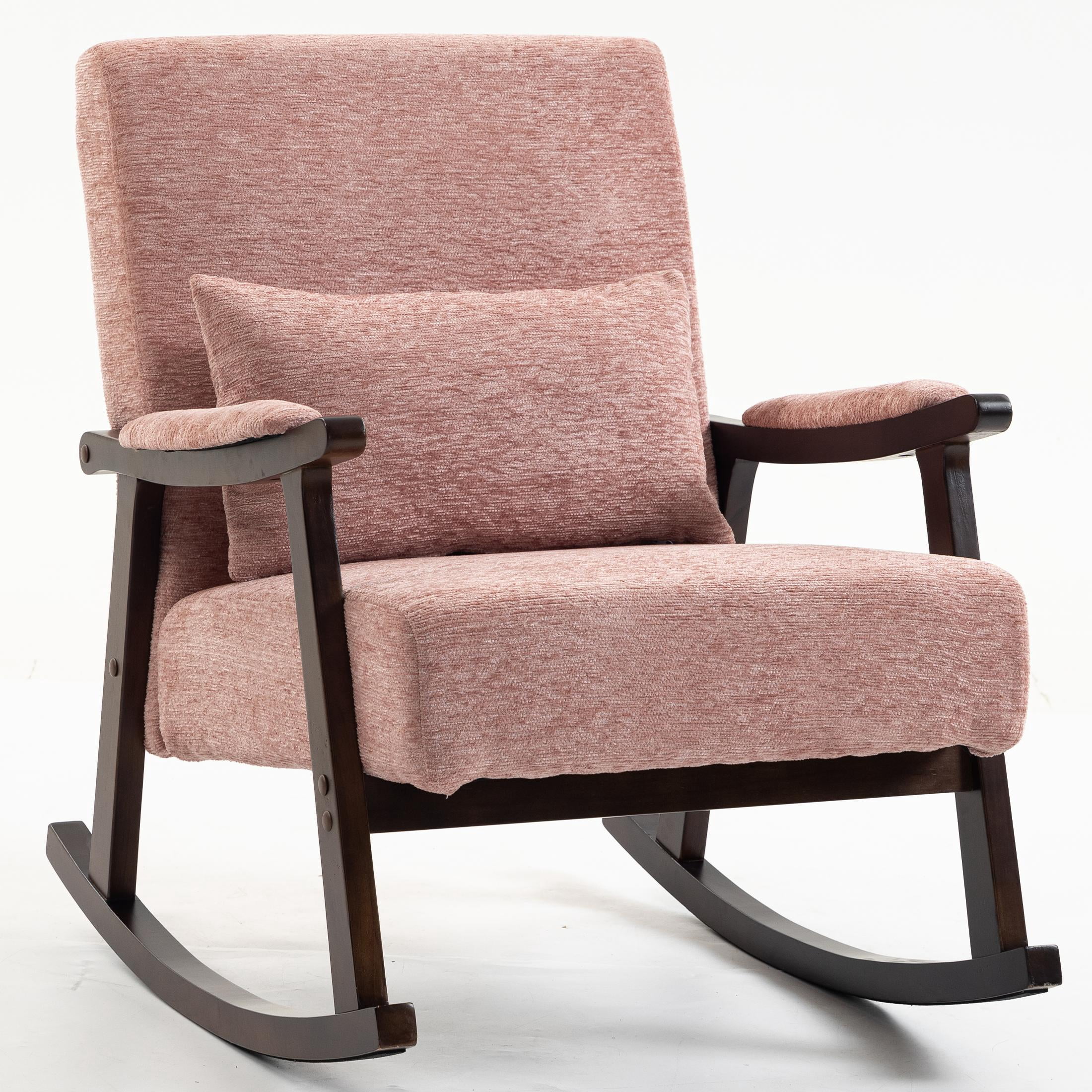 LEGAHOME Rocking Chair with Lumbar Pillow, Upholstered Accent Chair ...