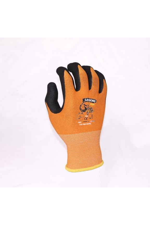 LEGEND GRIP SANDY NITRILE PALM COATED GLOVES - ORANGE