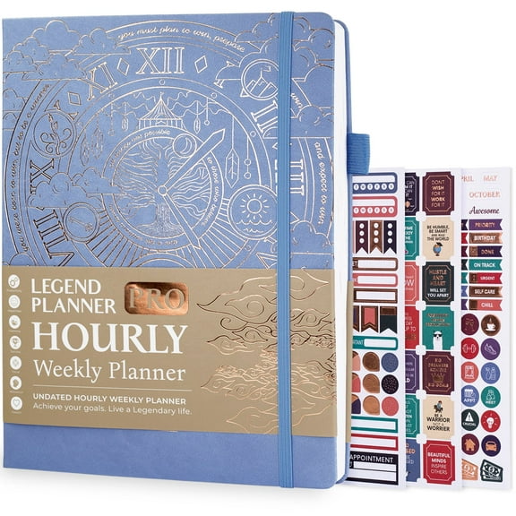 LEGEND PLANNER Hourly Planners & Appointment Book with 3 Bookmarks, 8.5"x11", Periwinkle, 120 Pages