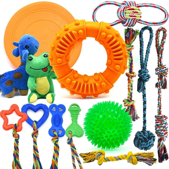 LEGEND SANDY Dog Chew Toys for Puppies Teething, Super Value 14 Pack Puppy Toys for Small Dog Toys Squeaky Toys for Dogs Rubber Ball Dog Rope Toy Durable Pet Toys for Dogs Interactive Plush Dog Toys