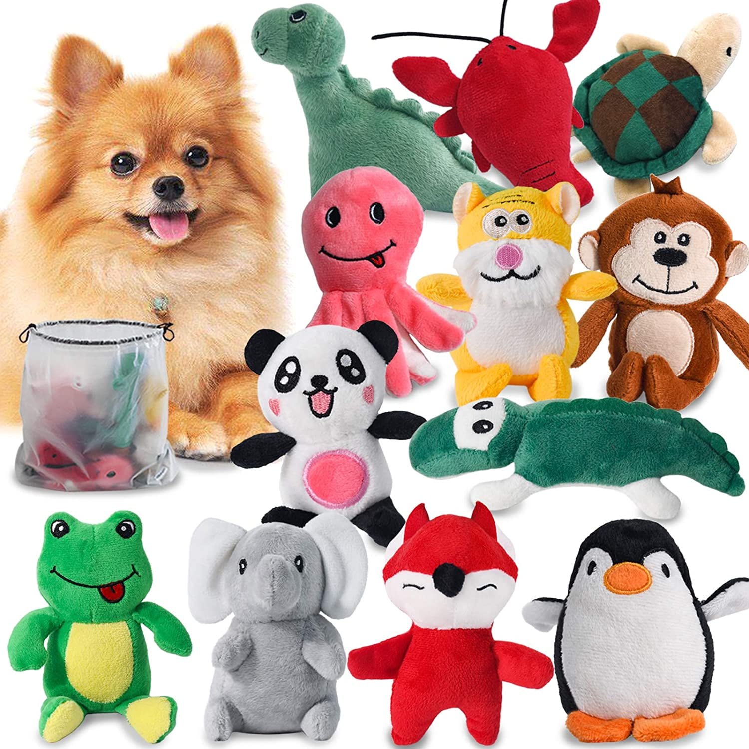 Squeaky Dog toy set of 6 interactive dog toys for small medium and lar –  Maujii