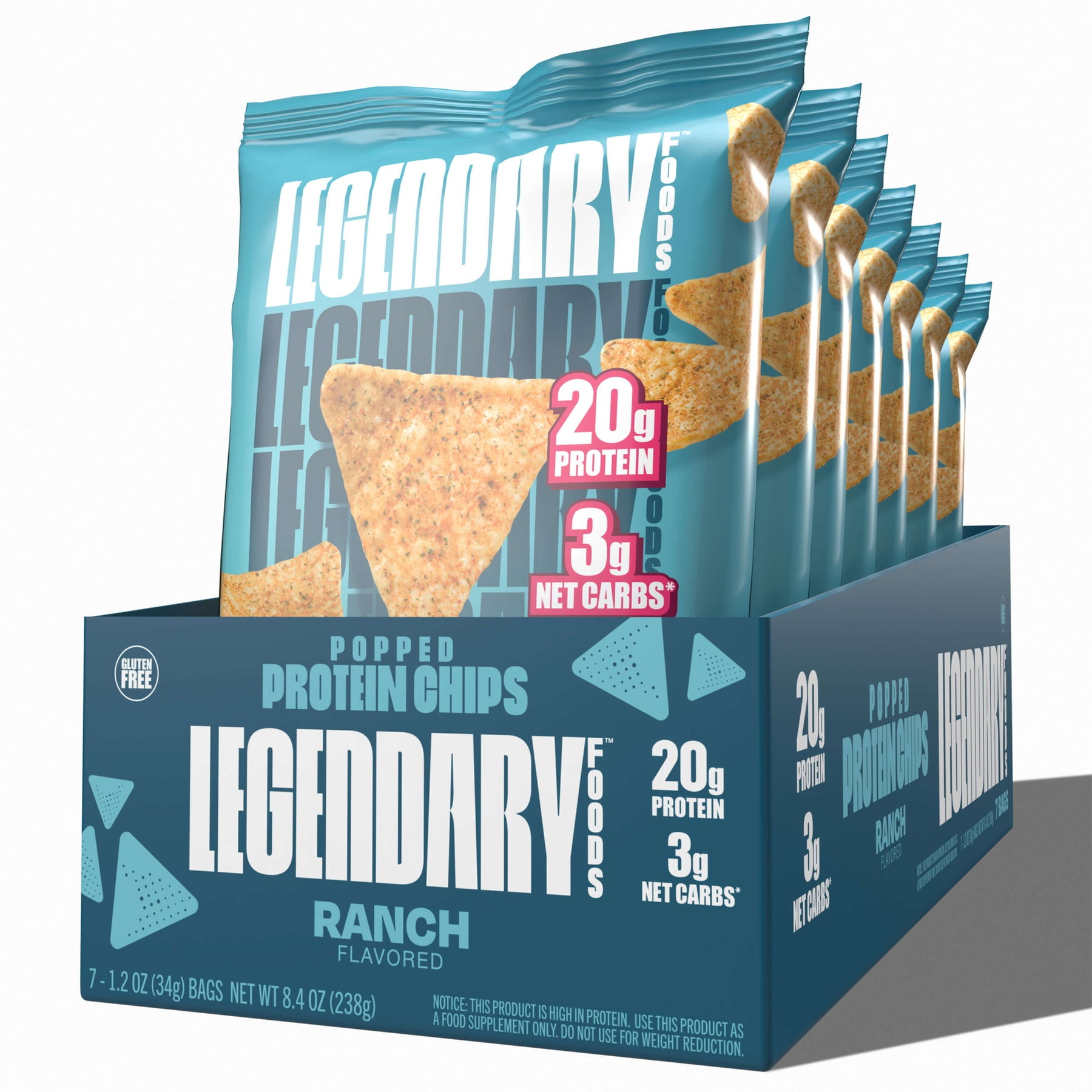 Legendary Foods Ranch Popped Protein Chips 7 Pack, High Protein Low ...