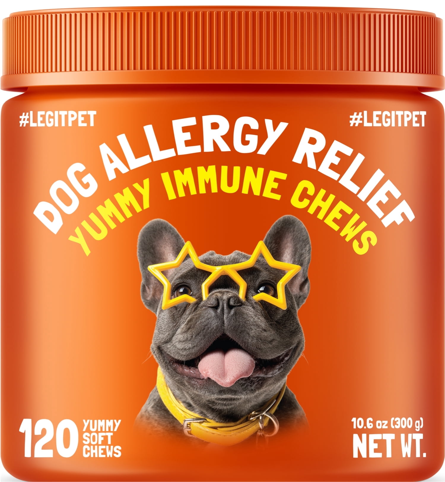 LEGITPET Allergy Relief Chews for Dogs & Immune Support with Kelp, Colostrum & Bee Pollen - for Seasonal Allergies + Anti Itch, Skin Hot Spots Soft Treats 120 chews