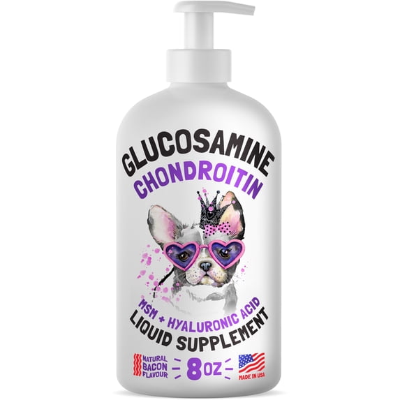 LEGITPET Liquid Glucosamine for Dogs – Hip & Joint Support Formula with Chondroitin, MSM & Hyaluronic Acid – Bacon Flavor – 8 oz