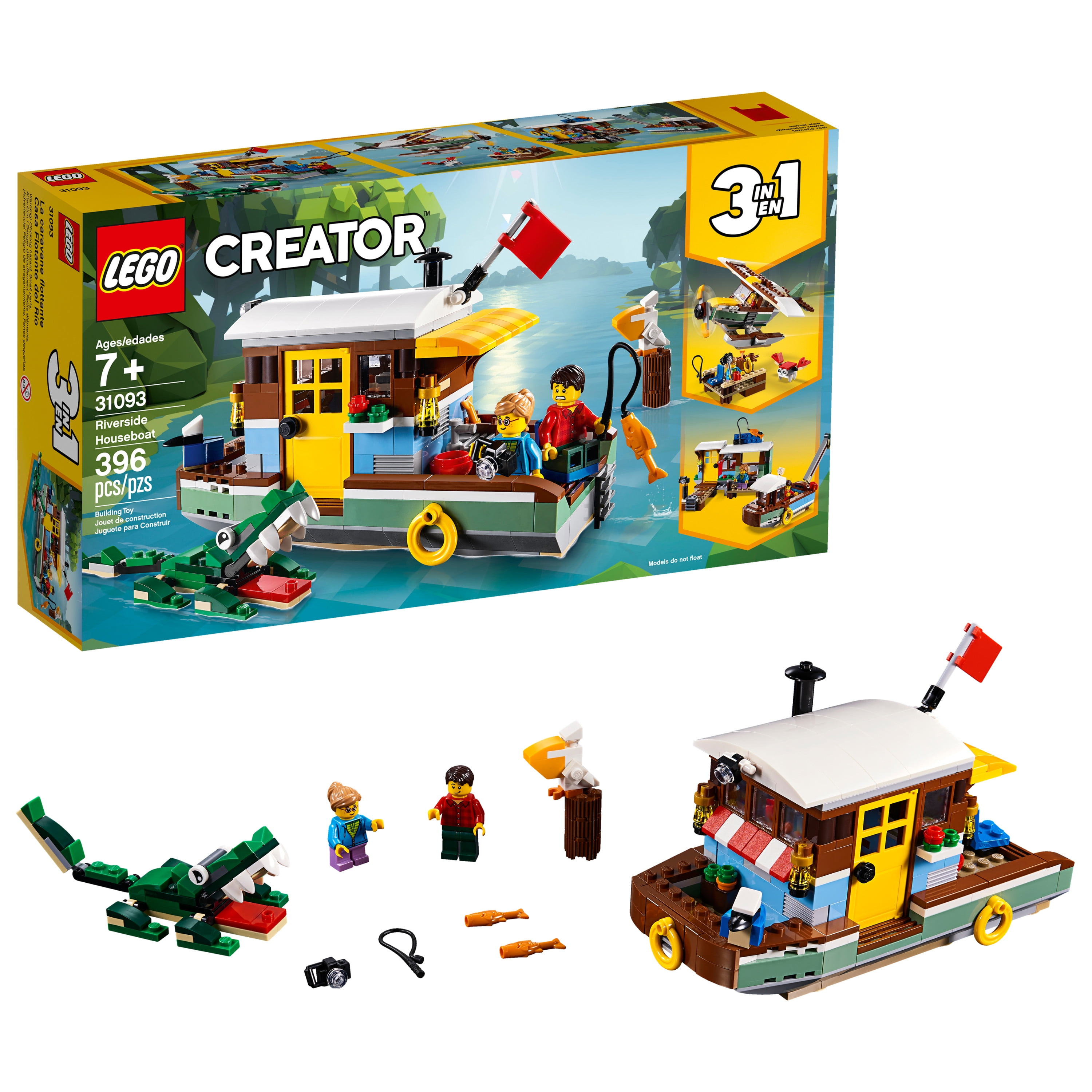 Lego 3In1 Creator Riverside Houseboat Building Set 31093 - Walmart.Com