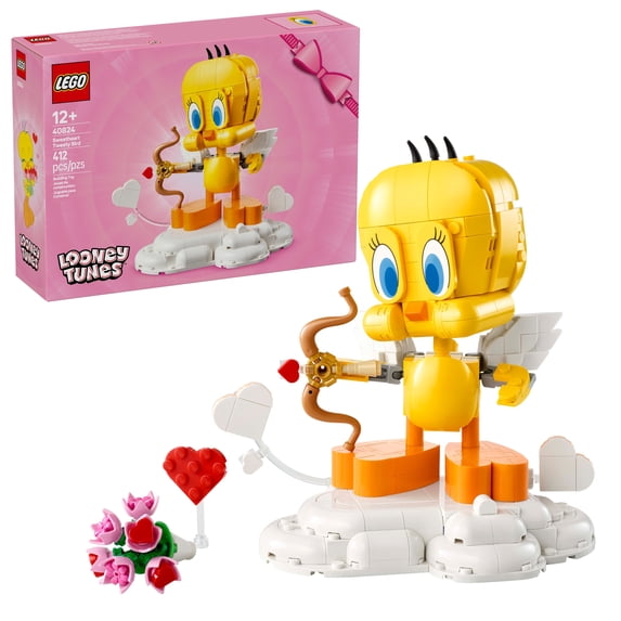 LEGO Looney Tunes Sweetheart Tweety Bird Building Toy for Adults & Kids - Tweety Figure W/Display Pedestal & Accessories for Girls & Boys, Ages 12+ - Gift Idea for Birthdays & Valentine's Day - 40824