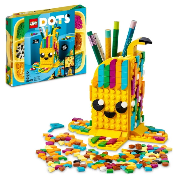 LEGO 41948 DOTS Cute Banana Pen Holder, Arts and Crafts Set, Toy Pencil Pot Desk Organizer, DIY Bedroom Accessories, Gifts for Kids, Girls & Boys 6 Plus Years Old