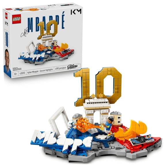LEGO Editions Kylian Mbappé – Soccer Highlights - Building Set for Boys & Girls, Ages 10+ - Collectible Soccer Gift with Plaque - Kids Bedroom or Shelf Decor - 43013