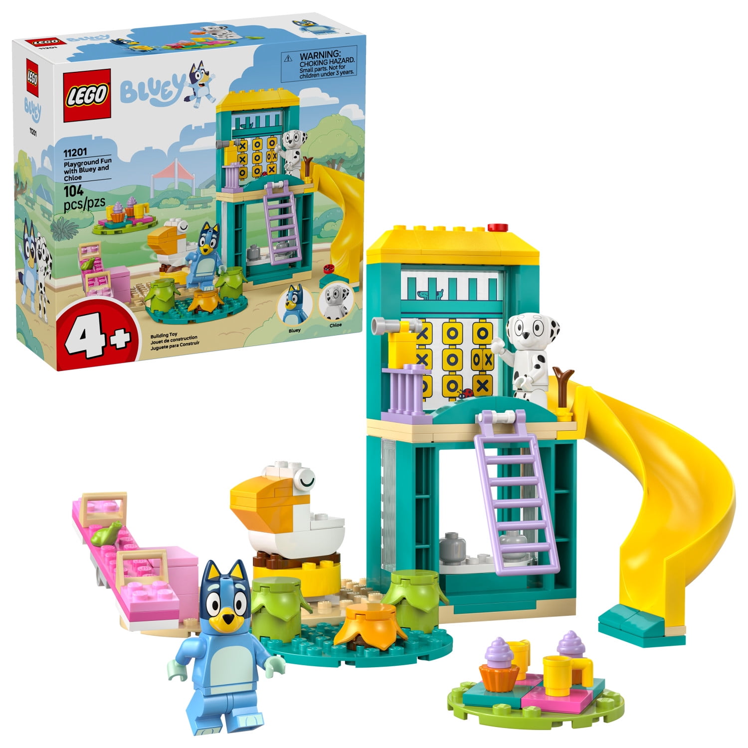 LEGO Bluey Playground Fun with Bluey and Chloe - Building Toy for Kids - Sensory Toy for Pretend Play - Includes Bluey and Chloe Minifigures - Birthday Gift Idea For Girls and Boys 4 and Up - 11201