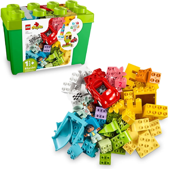LEGO 6288649 DUPLO Classic Deluxe Brick Box 10914 Starter Set with Storage Box, Great Educational Toy for To