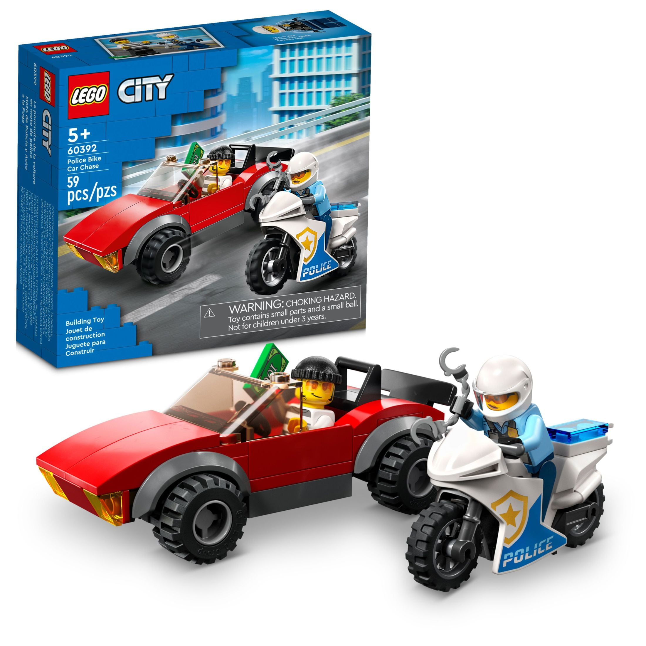 LEGO City Police Bike Car Chase 60392 Model Car Building Kit with Motorcycle Toy for 5 Year Olds Walmart