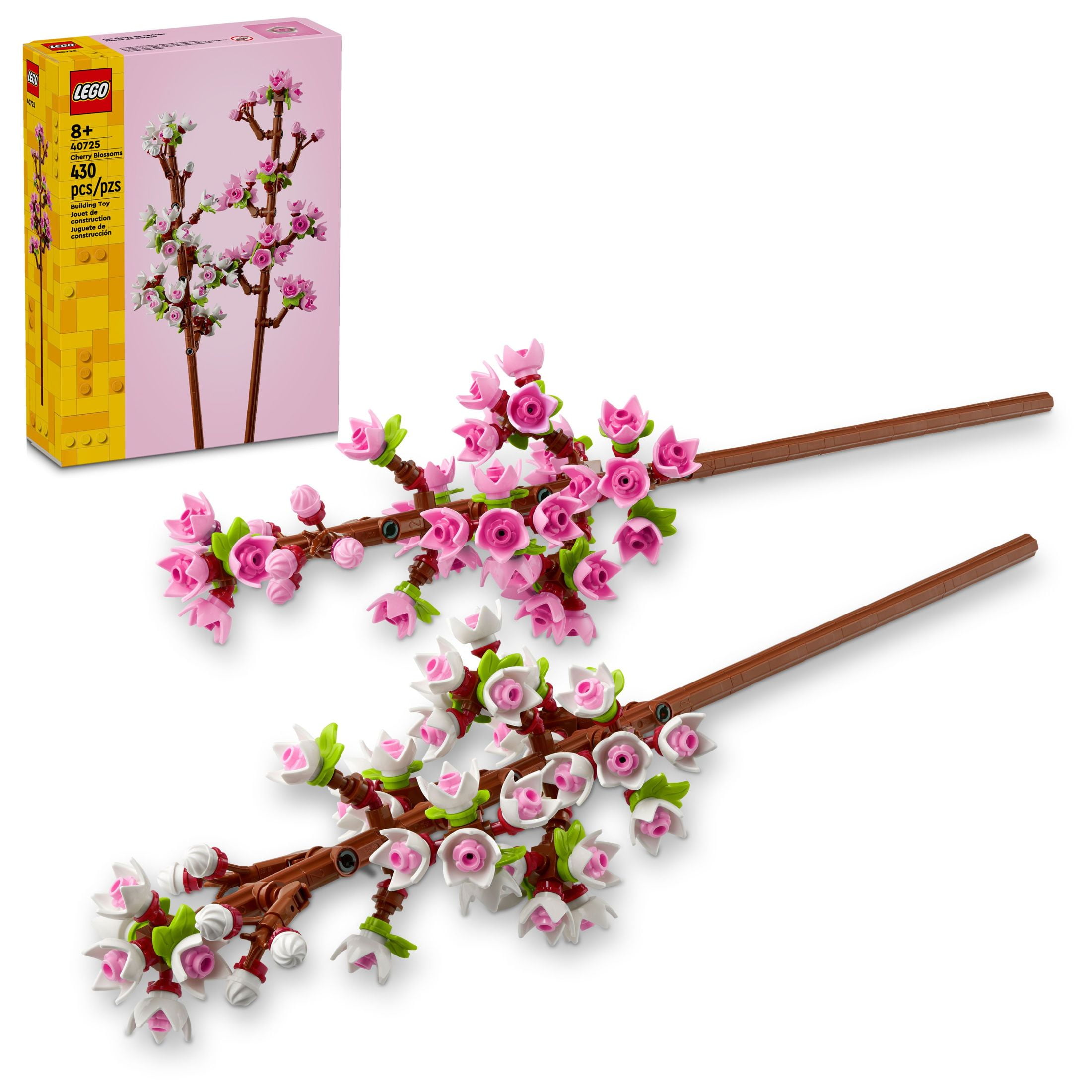 LEGO Cherry Blossoms Celebration Gift Buildable Floral Display for Creative Kids White and Pink Cherry Blossom Spring Flower Gift for Girls and