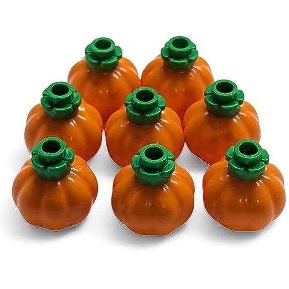 LEGO Accessories - Orange Pumpkins with Bright Green Stems (Package of 8) Spooky Jack-0-Lantern Building Toys for Ages 8+