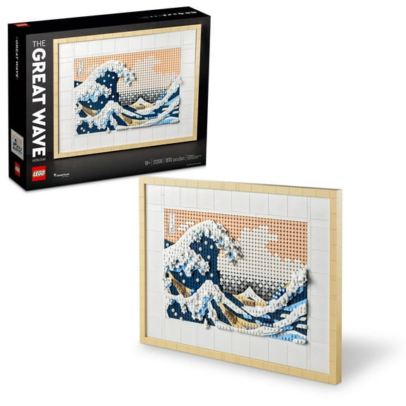 Open Box LEGO Art Hokusai The Great Wave Framed Japanese Wall Art Building Set - Unique 3D Puzzle Wall Decor for Home, Room, or Office - Arts and Crafts for Adults, Ages 18+ - Gift for Mother's Day - 31208
