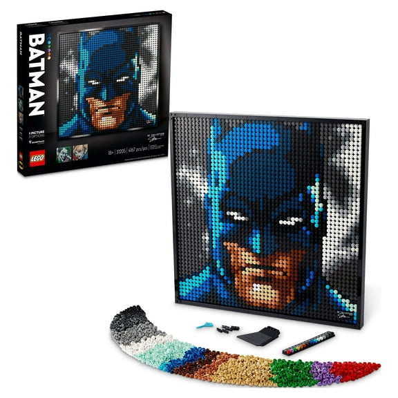 LEGO Art Jim Lee Batman Collection 31205 Building Blocks - Superhero Canvas Wall Decor with Joker, Harley Quinn, or Batman Portraits, DC Comics DIY Poster, Gift Idea for Men, Women, and Adults