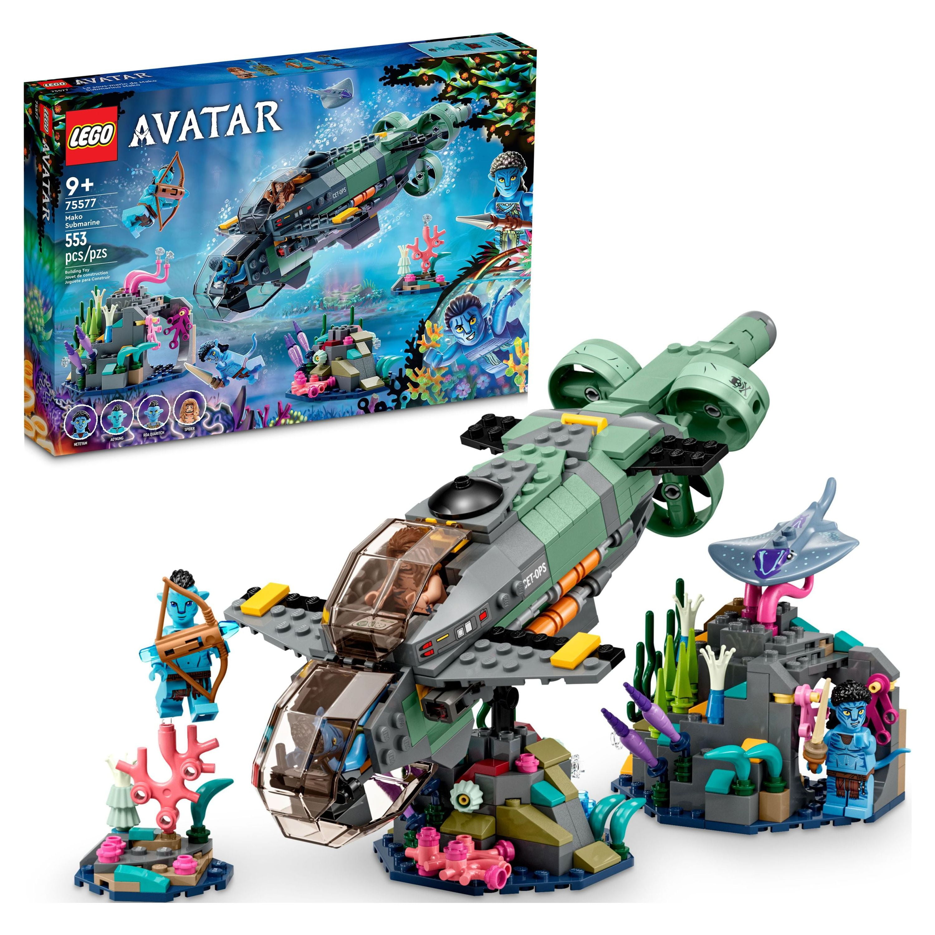 LEGO Avatar: The Way of Water Mako Submarine​ 75577 Buildable Toy Model,  Underwater Ocean Set with Alien Fish and Stingray Figures, Movie Gift for