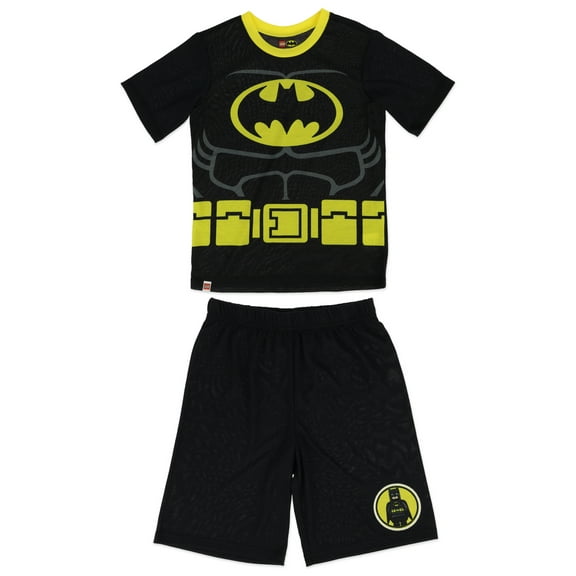 LEGO Batman Pajama Set for Boys, 2-Piece Polyester Shirt and Shorts Set, Size 8