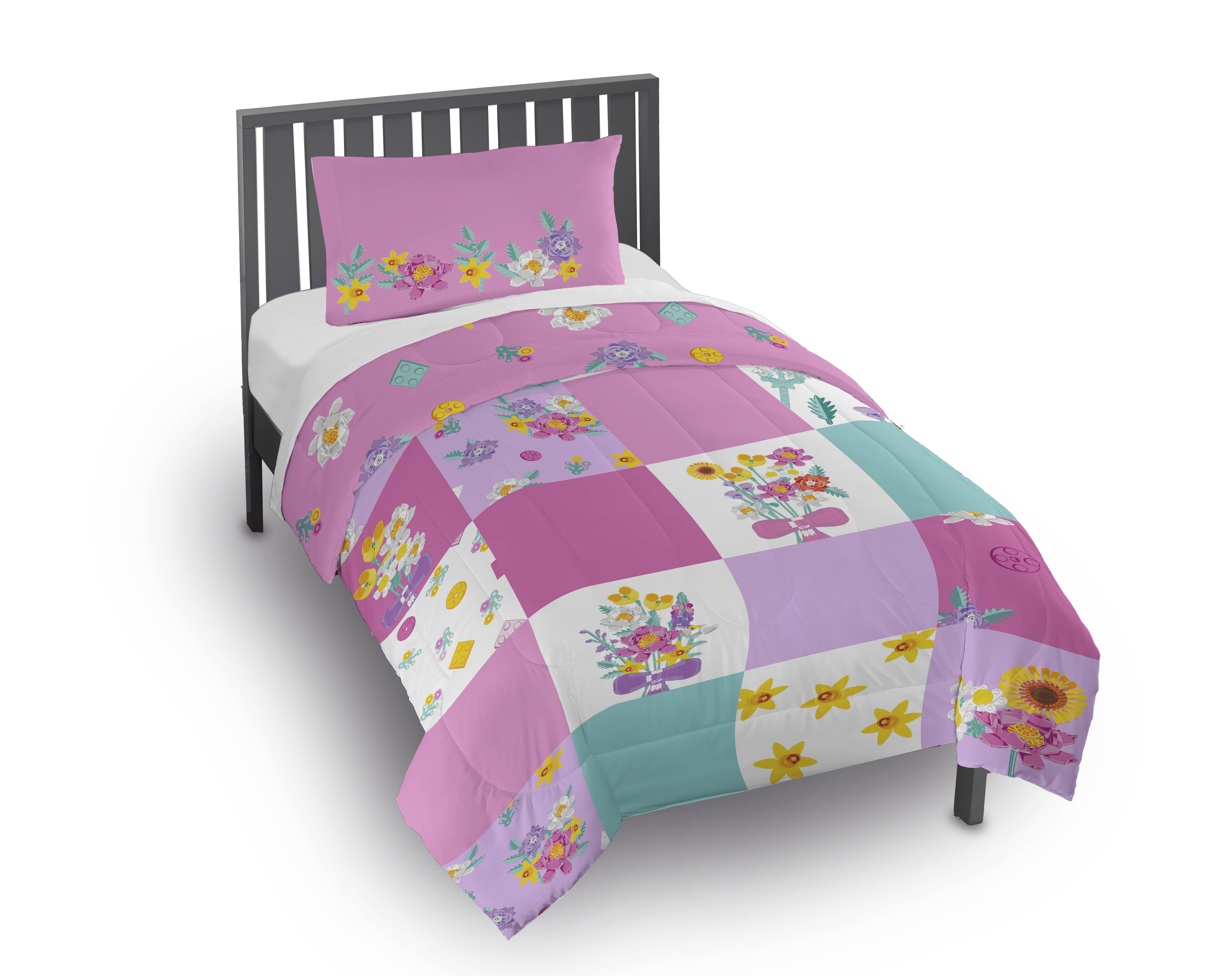 LEGO® Floral(s) Kids Multicolor Reversible Comforter Set, Twin/Full, 72 x 86 in