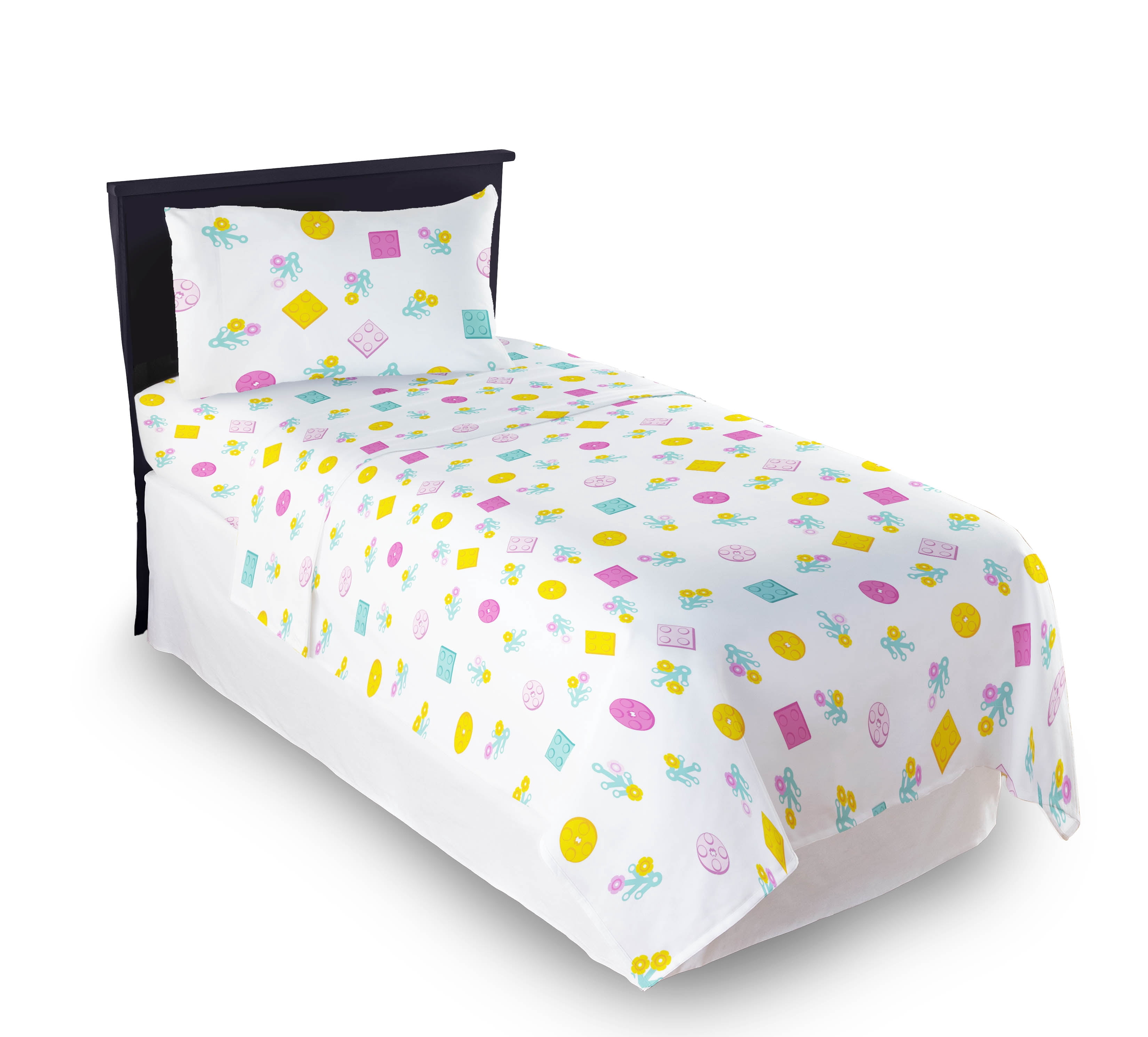 LEGO® Floral(s) Kids 3 Piece White Bed Sheet Set, Twin
