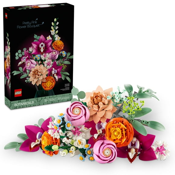 LEGO Botanicals Pretty Pink Flower Bouquet Building Set for Adults - Valentines Day Gift - Artificial Flowers for Decor or Table Display - 10342