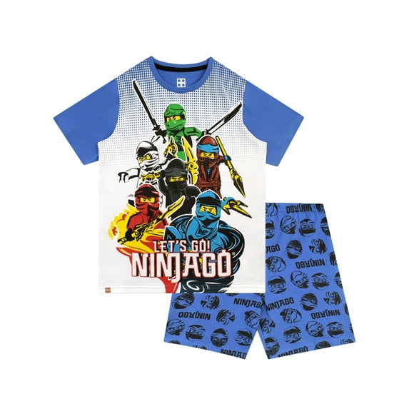 LEGO Boys Ninjago Print Short Pajamas Blue Sizes 6-14