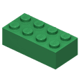 LEGO Brick, Green 2 x 4 Studs (50 PCS) 3001