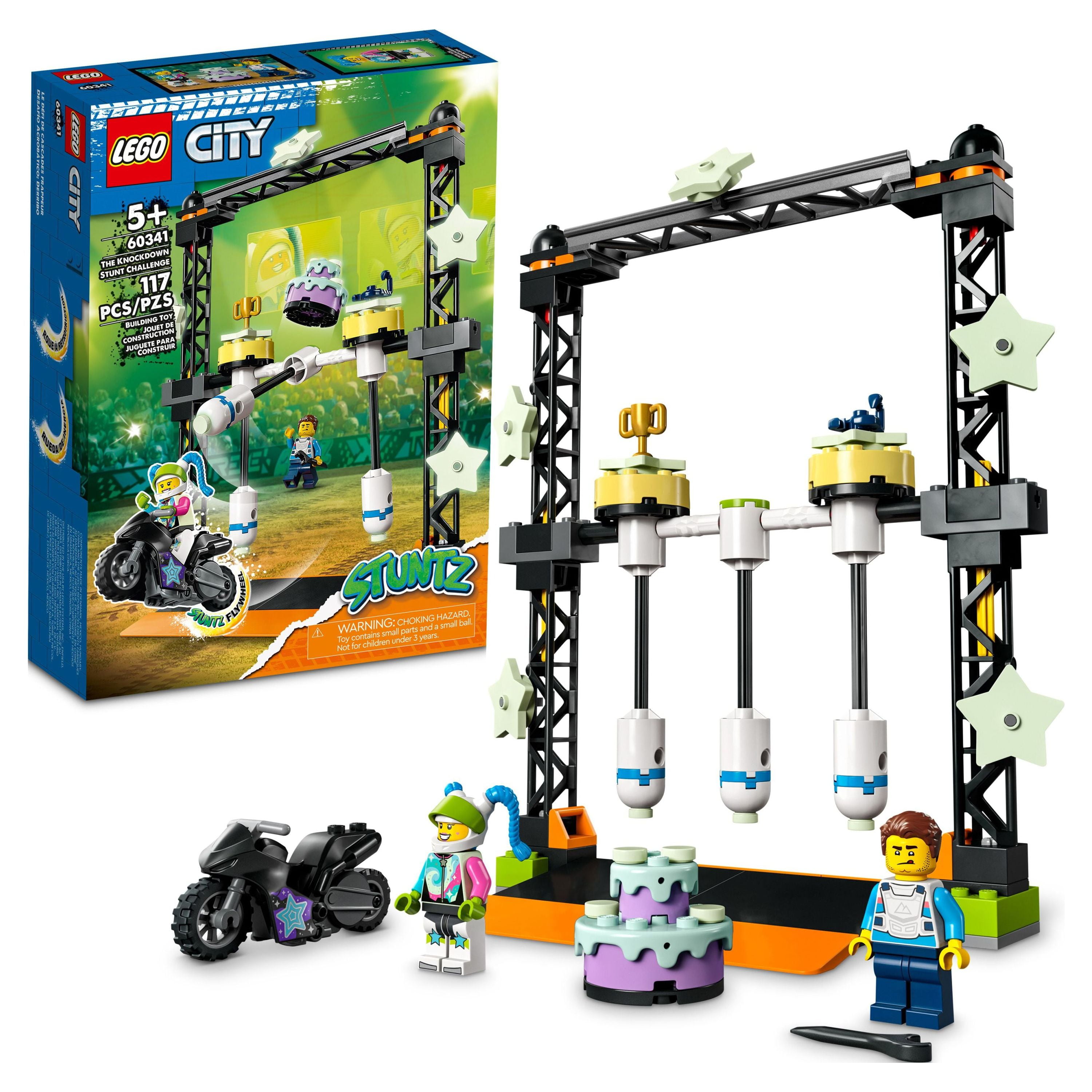 LEGO City 60341 Stunt Challenge Playset with Bike, Racer