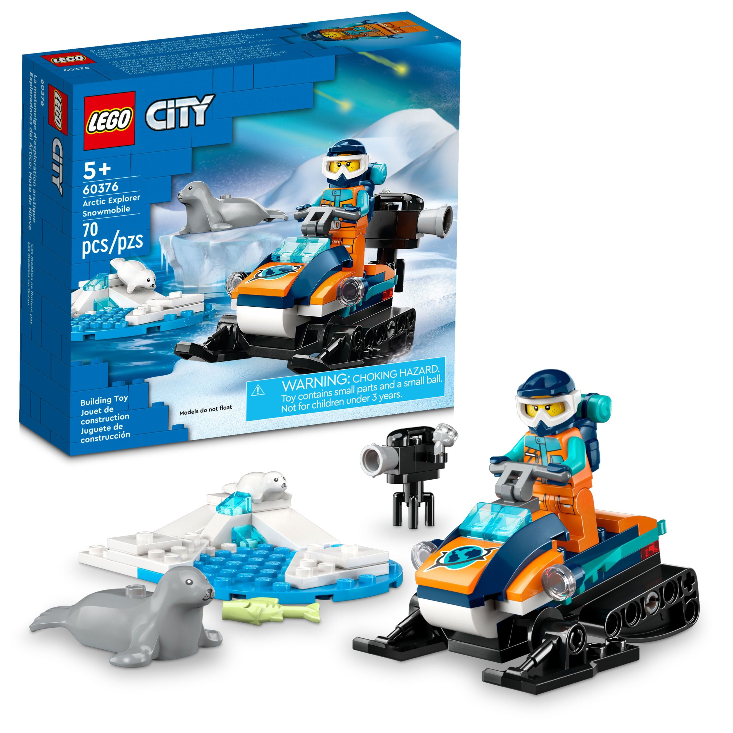 LEGO City Arctic Explorer Snowmobile 60376 Building Toy Set, Snowmobile  Playset with Minifigures and 2 Seal Figures for Imaginative Role Play, Fun