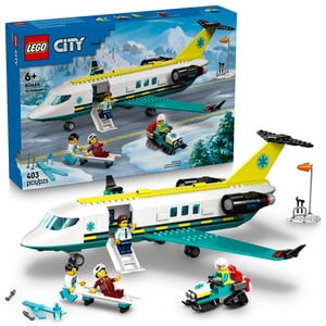 LEGO City Avión de Ambulancia Aérea de Emergencia Juguete de Construcción para Niños - Modelo de Avión de Rescate de Imaginación para Niños y Niñas, Mayores de 6 Años - Bloques de Construcción con Minifiguras de Héroes - Idea de Regalo para Cumpleaños - 60465