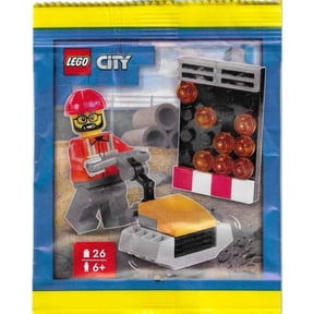 LEGO City: Builder Minifigure Plate Compactor and Flashing Arrow Sign - Ages 6+